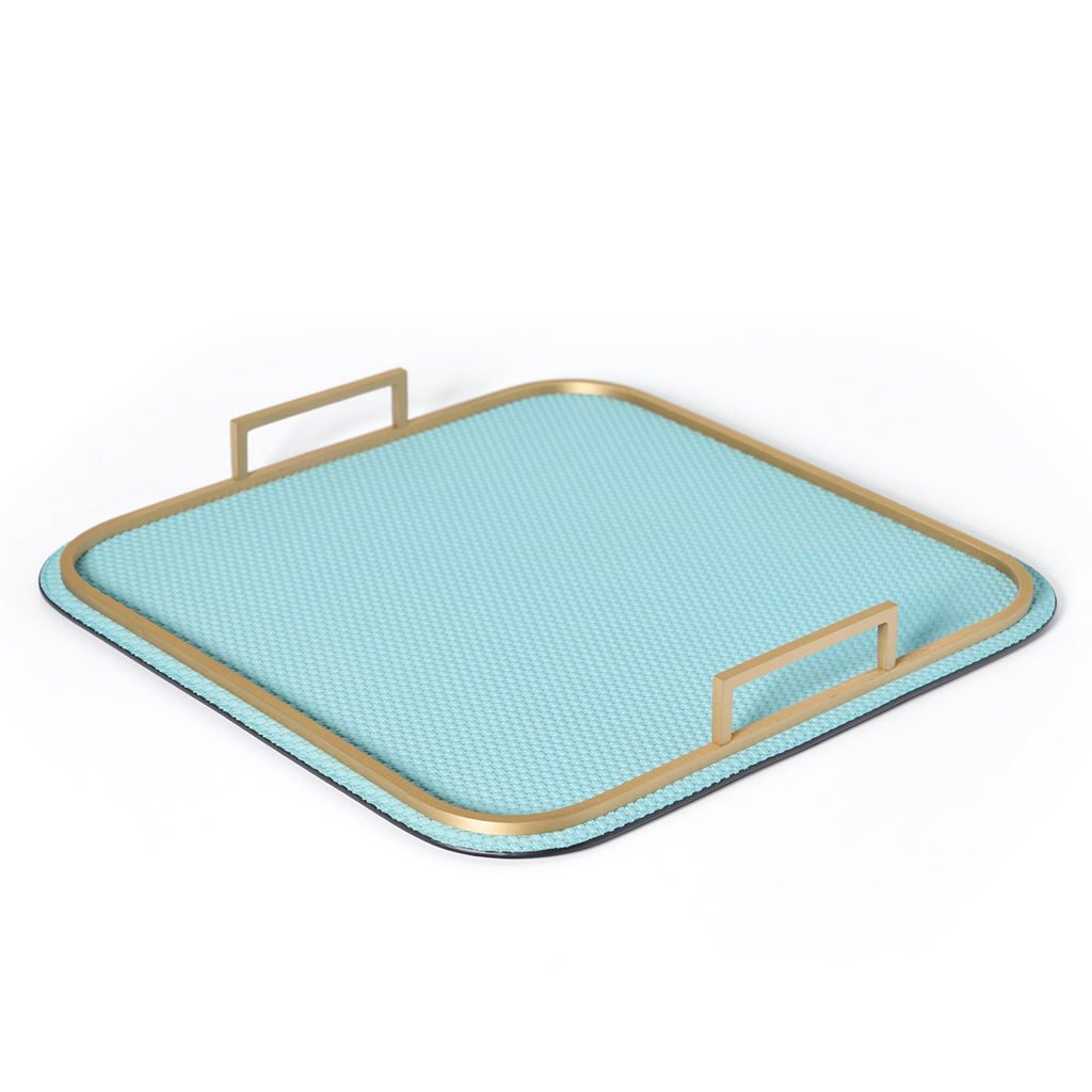 Square Bellini Leather Tray by Giobagnara