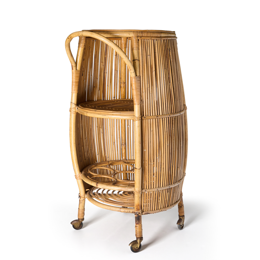 1950s Italian Bamboo Bar Cart