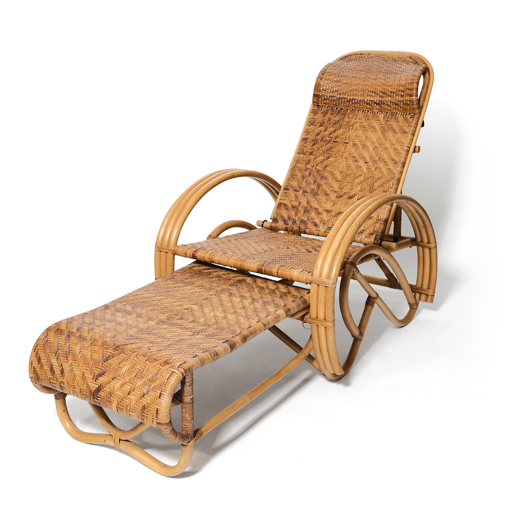 1950s Italian Bamboo and Rattan Lounger