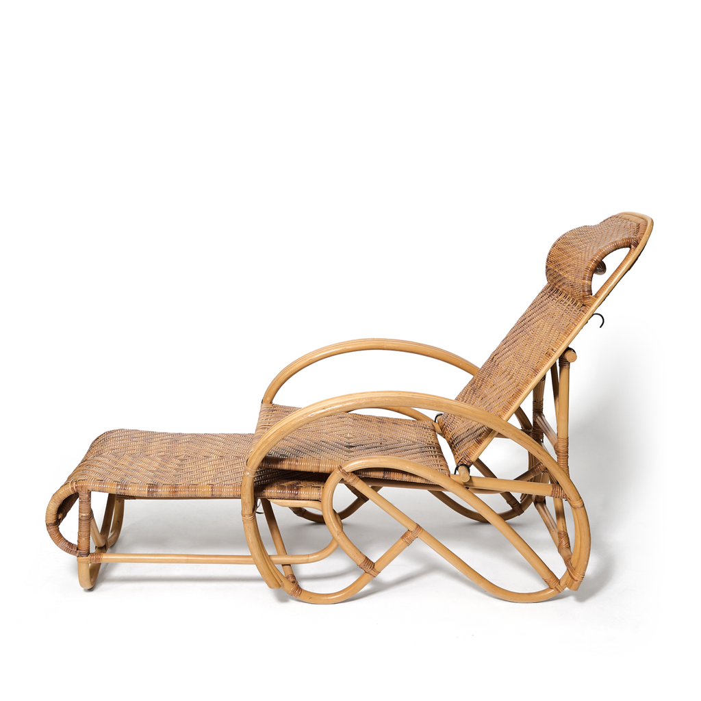 1950s Italian Bamboo and Rattan Lounger