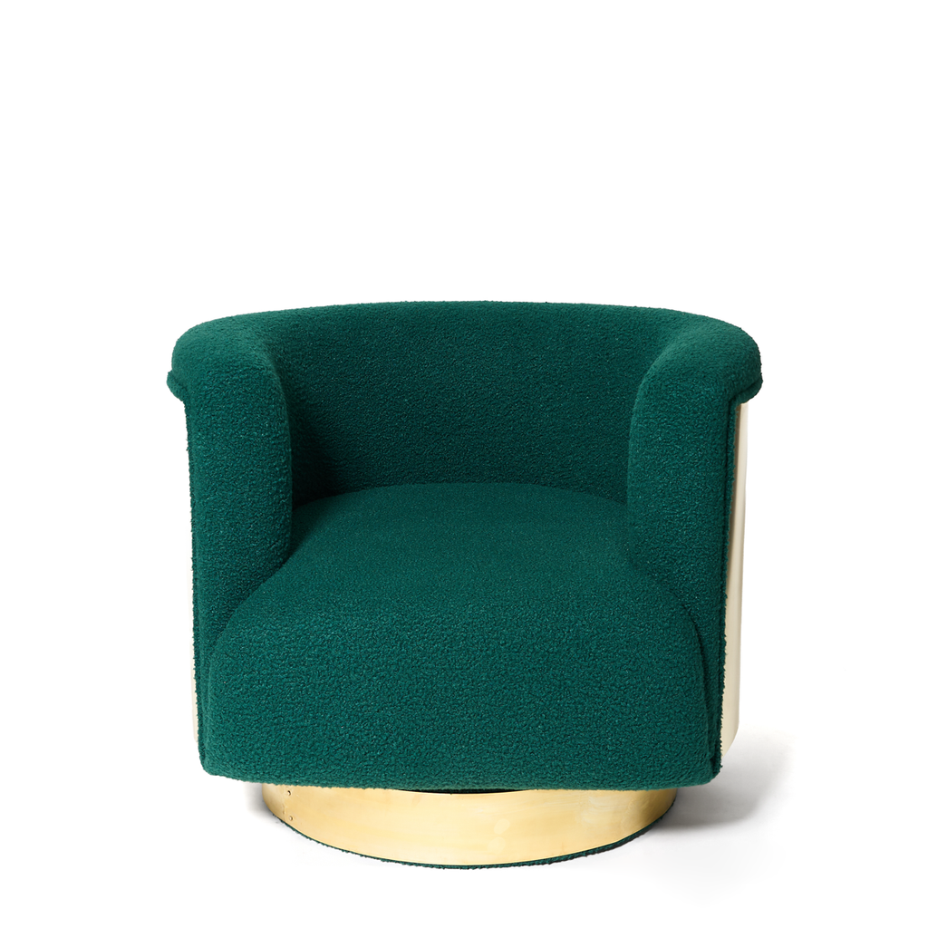 Italian Mid-Century Brass Swivel Lounge Chairs