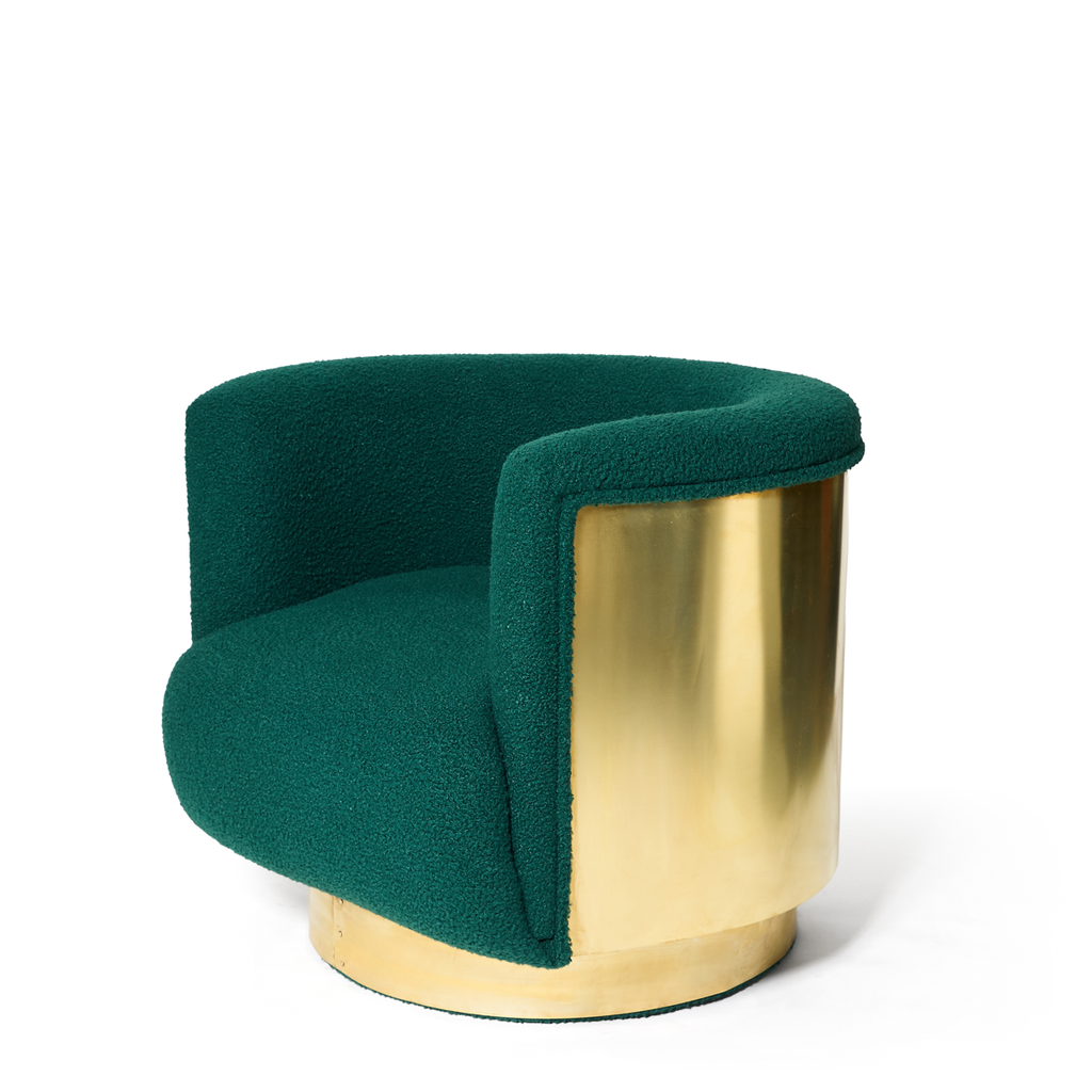 Italian Mid-Century Brass Swivel Lounge Chairs