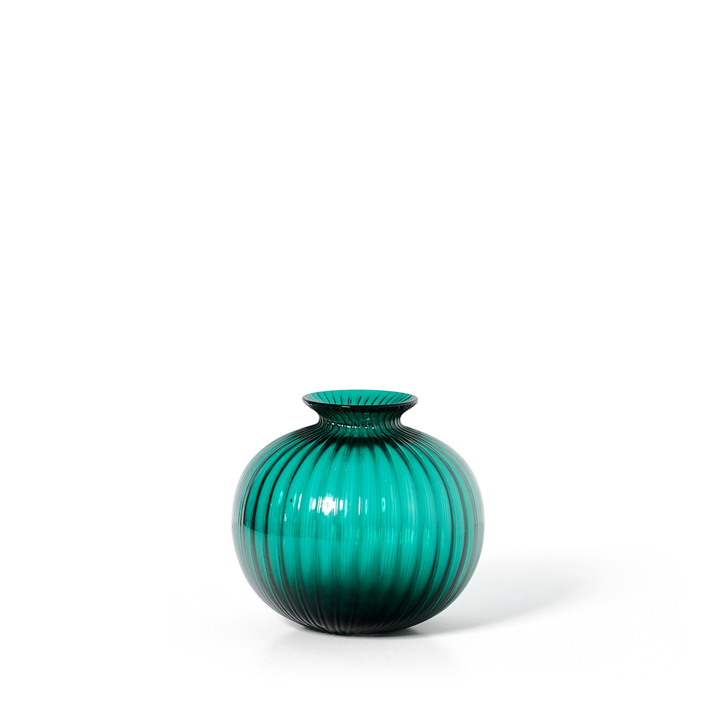 Venini Teal Green Vases 1980s, Signed