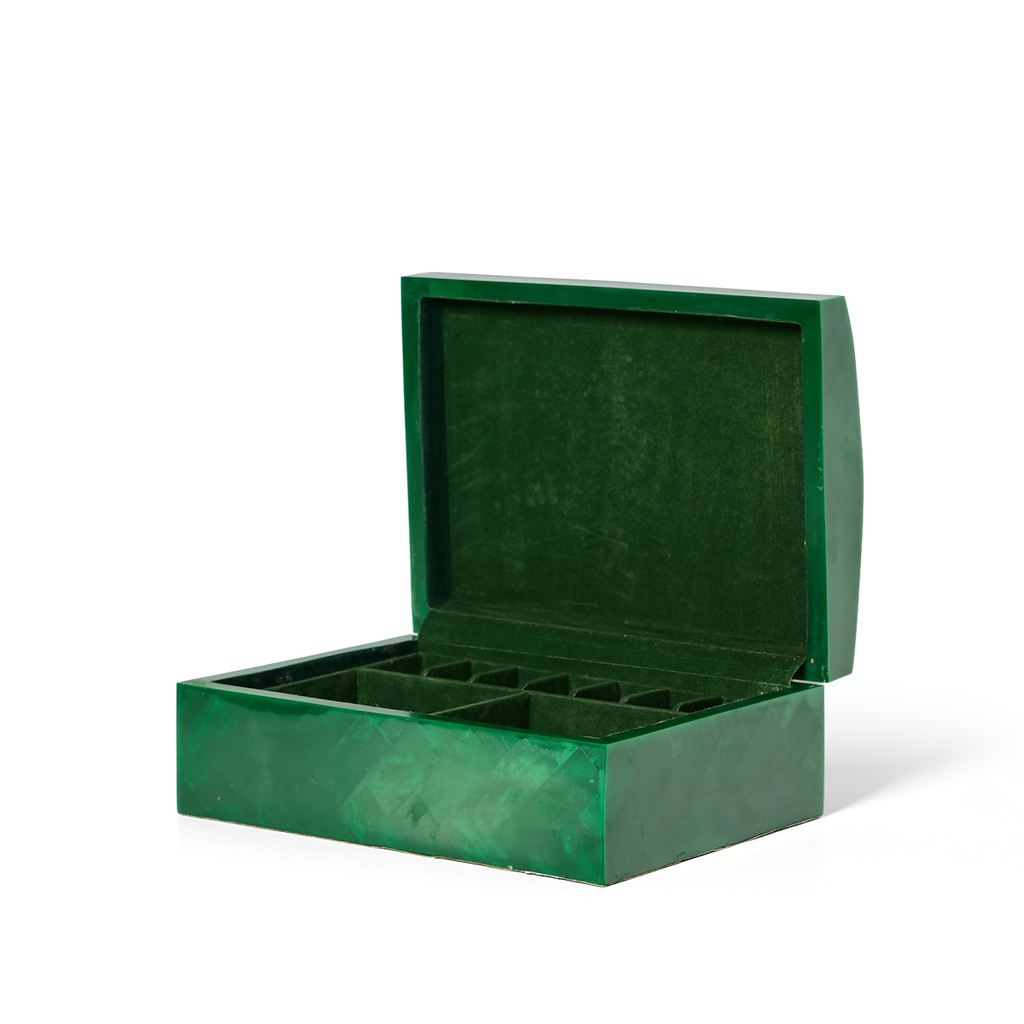 1970s Green Inlay Green Jewelry Box