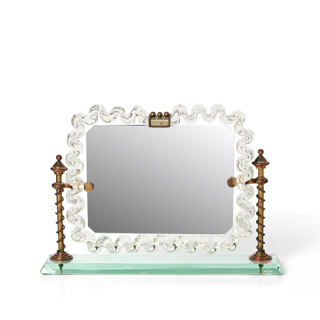 Rare Italian Glass Table Mirror By Fontana Arte - 1940s