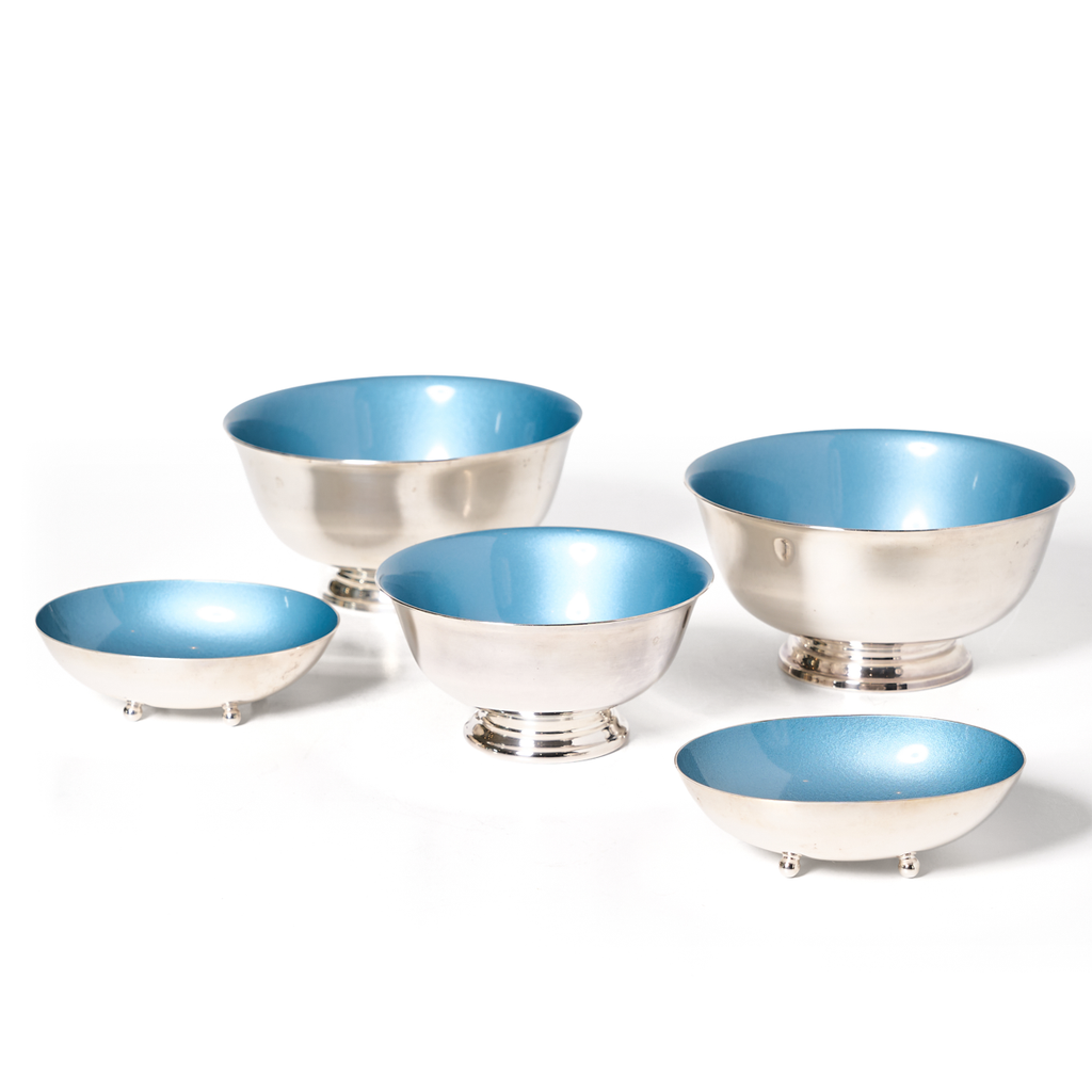 Reed & Barton Silverplate & Enamel Serving Bowls  - Set of 5
