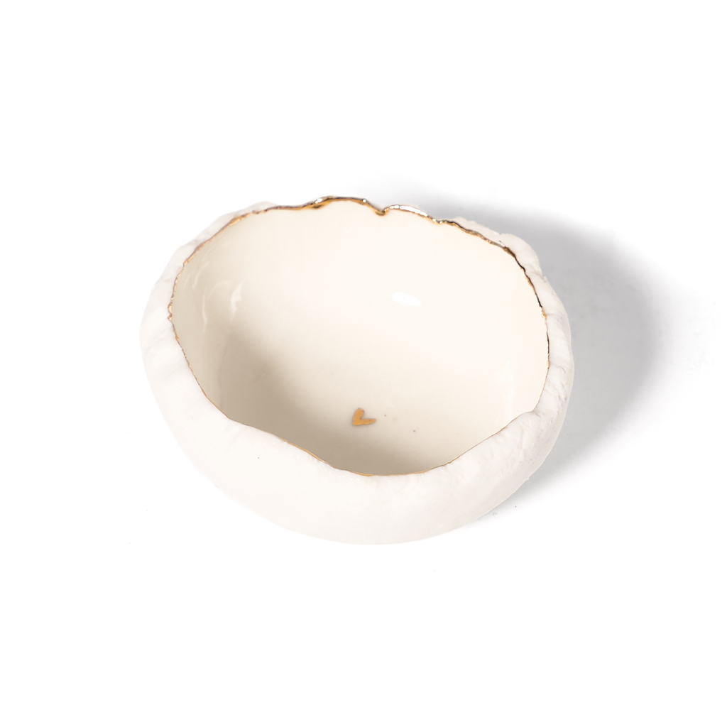 HB Pottery Jagged Hearts and Lip Dishes with Gold Luster