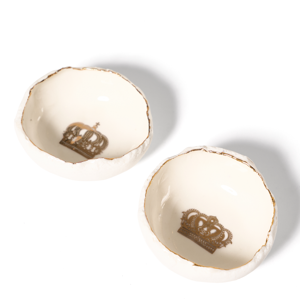 HB Pottery Jagged Crown Dishes with Gold Luster