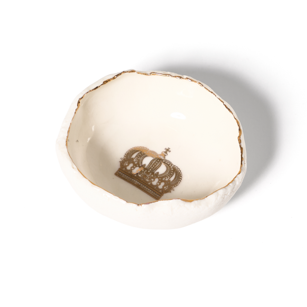 HB Pottery Jagged Crown Dishes with Gold Luster