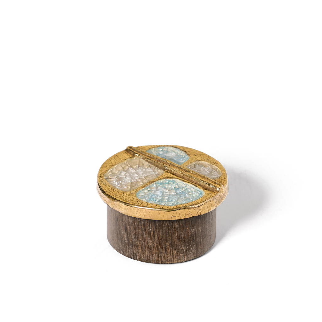 Mithé Espelt Gold and Soft Blue