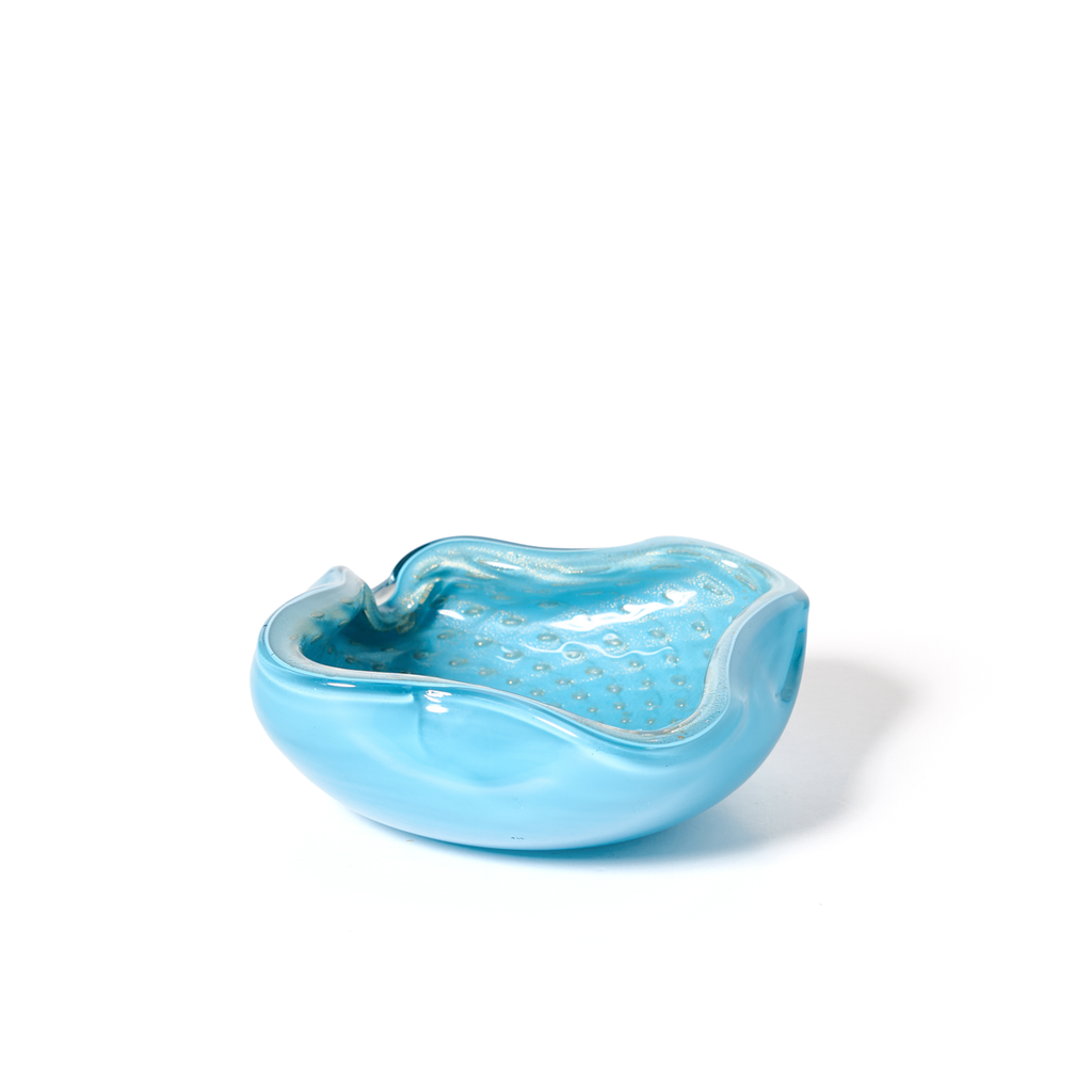 Turquoise and Aventurine Murano Bowl by Barbini Style