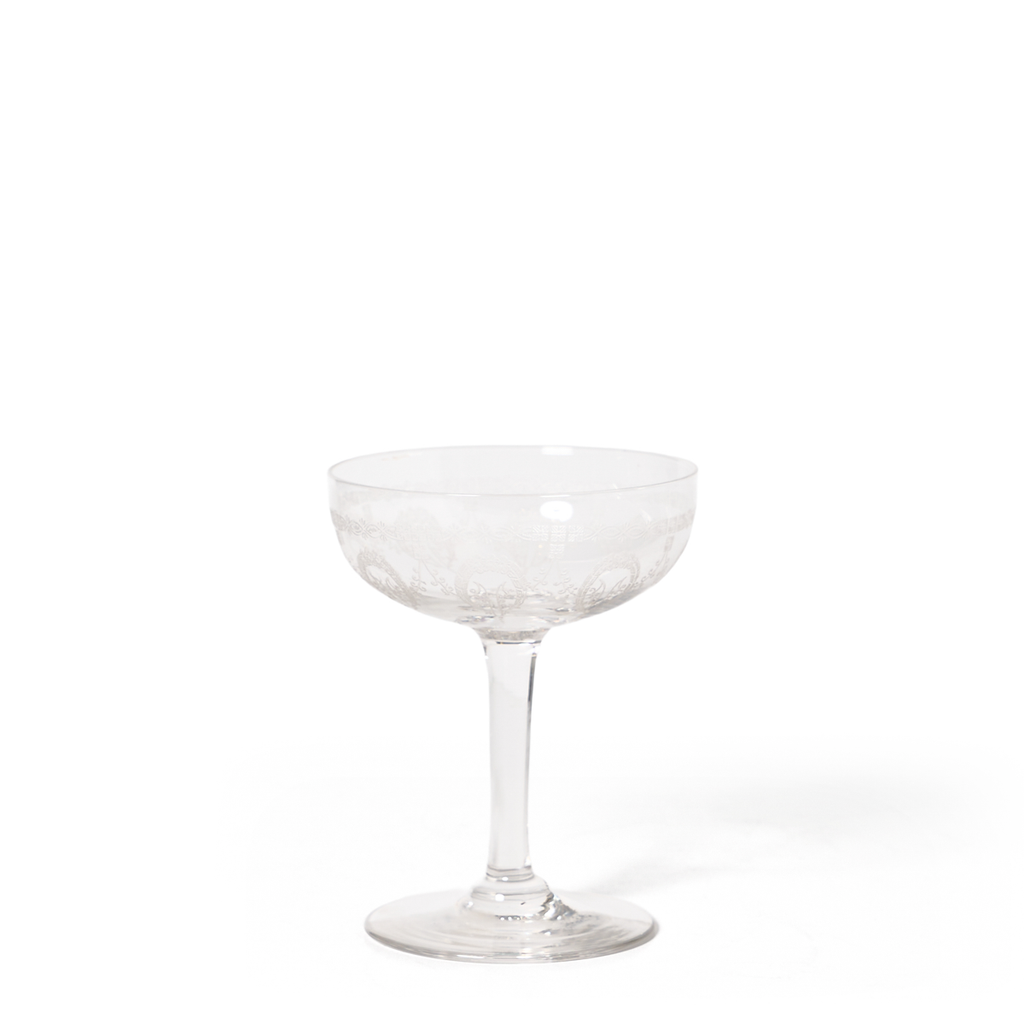 French Etched Glass Coupes  - Set of 6