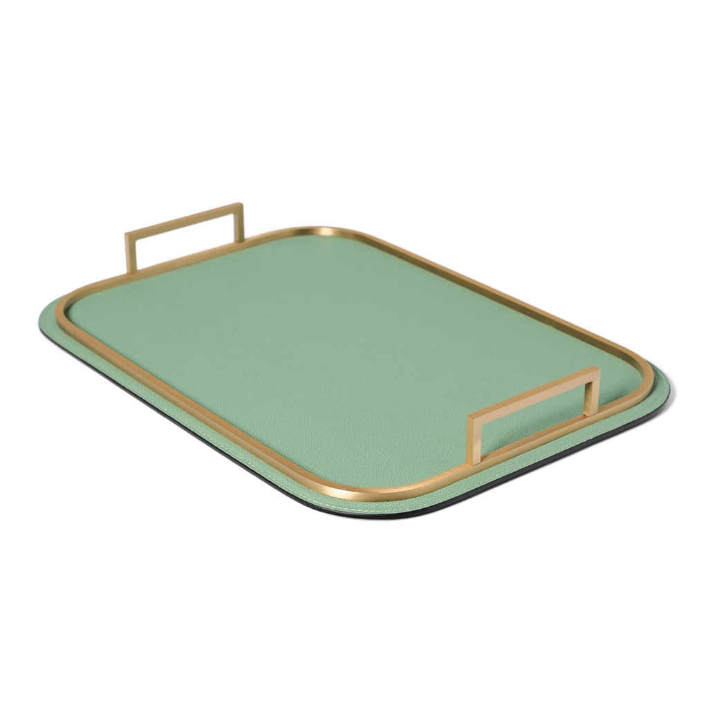 Rectangle Bellini Leather Tray by Giobagnara
