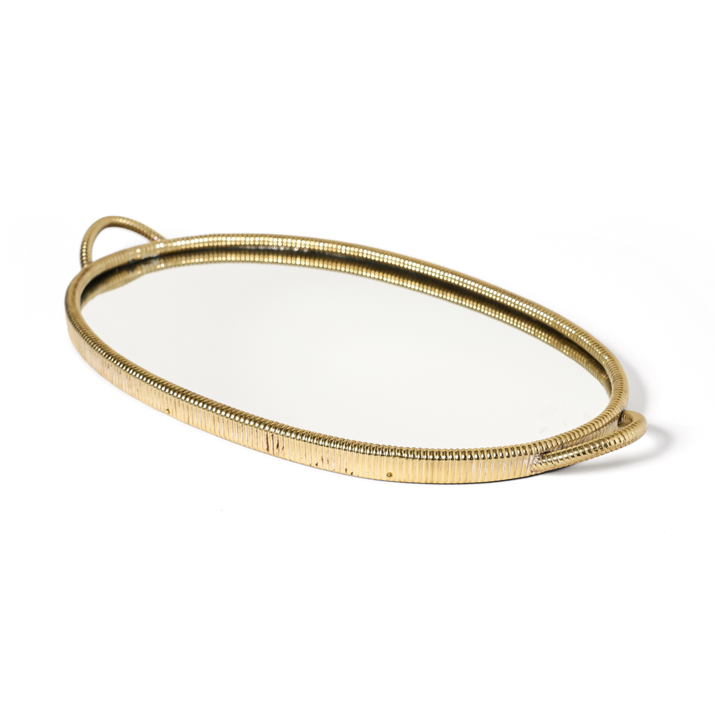 Mirrored Oval Brass Tray