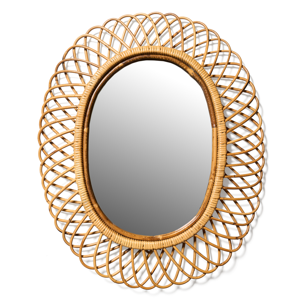 1950s Italian Bamboo and Rattan Mirrror