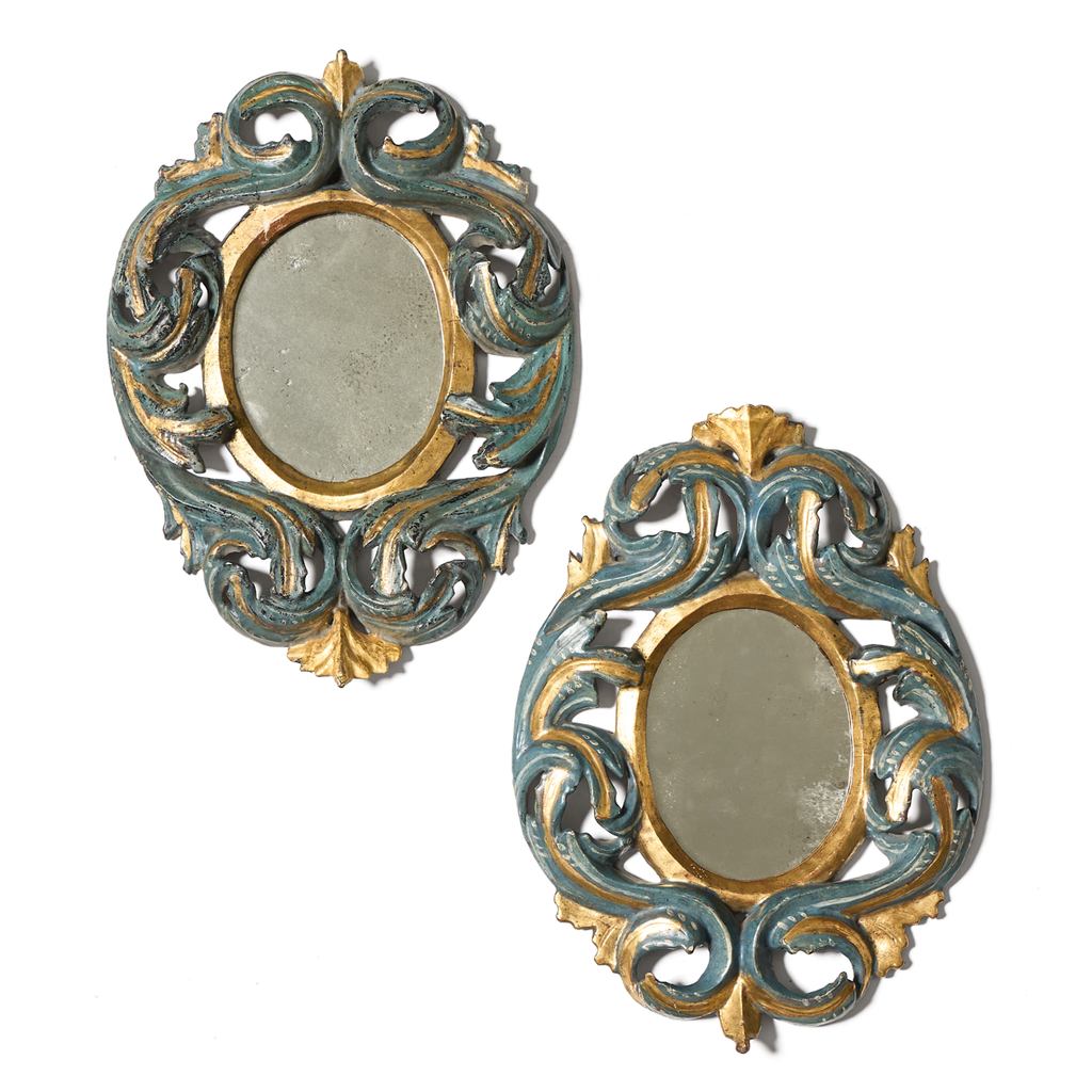 Pair of Italian Antique Gold Gilt Mirror - 1700s.