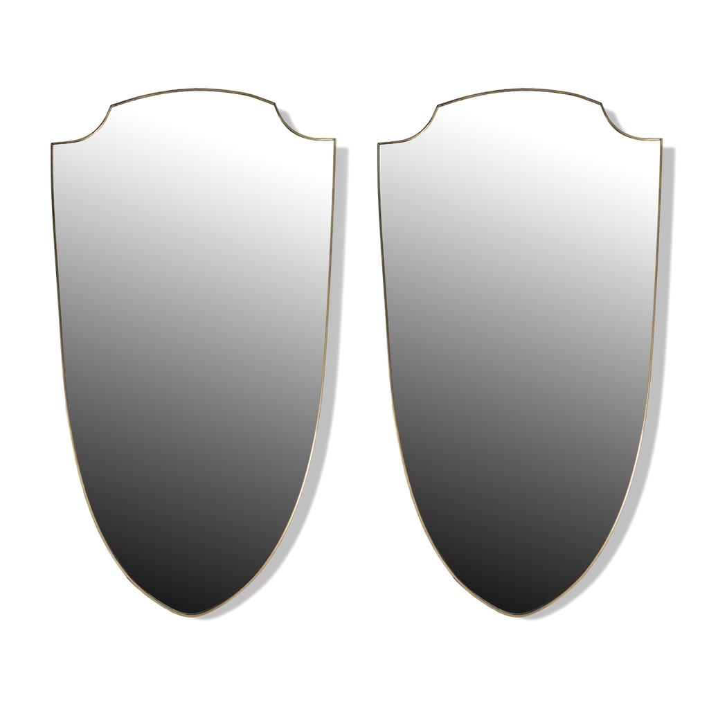 Large Italian Brass Shield Mirror - Pair
