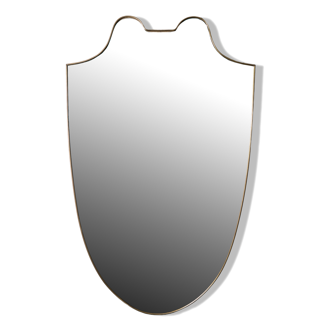 Large Italian Brass Shield Mirror - 1950s