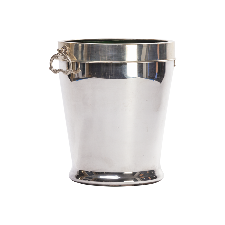 Sterling Silver and Green Glass Ice Bucket