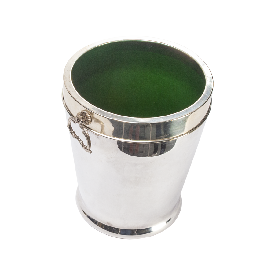 Sterling Silver and Green Glass Ice Bucket