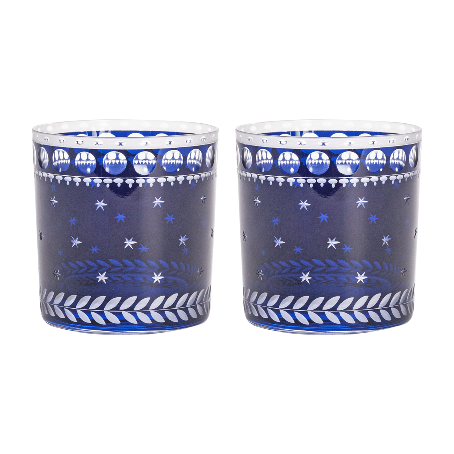Single Old Fashioned Glasses - Staro in Ink, Set of 2 by Artel
