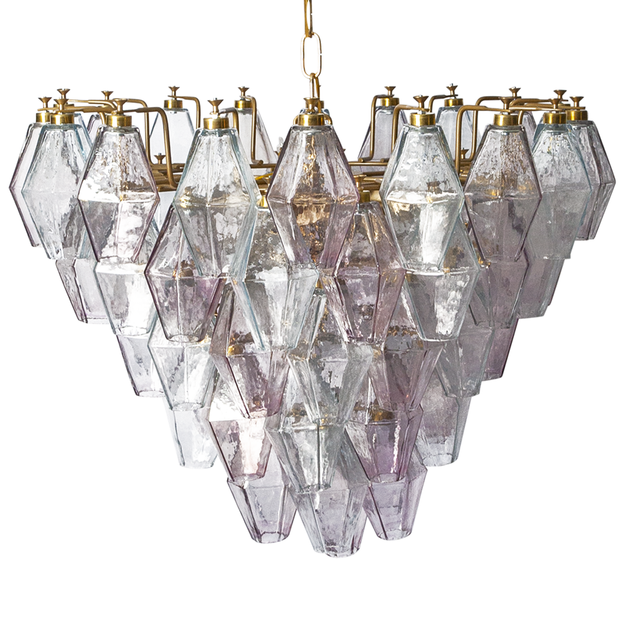Pink and Clear Polyhedron Chandelier