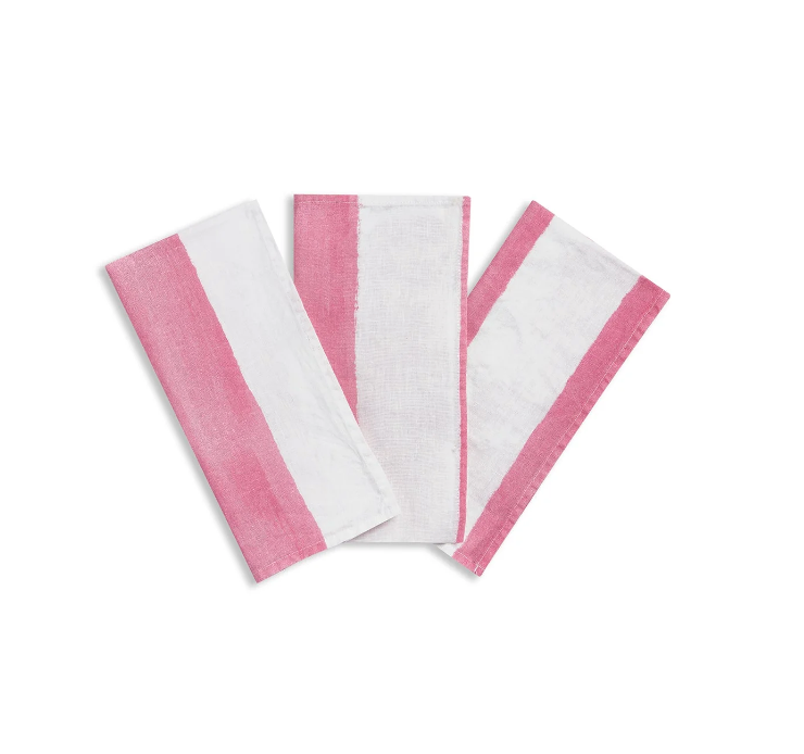 Stripe Linen in Rose Pink Napkin by Summerill & Bishop