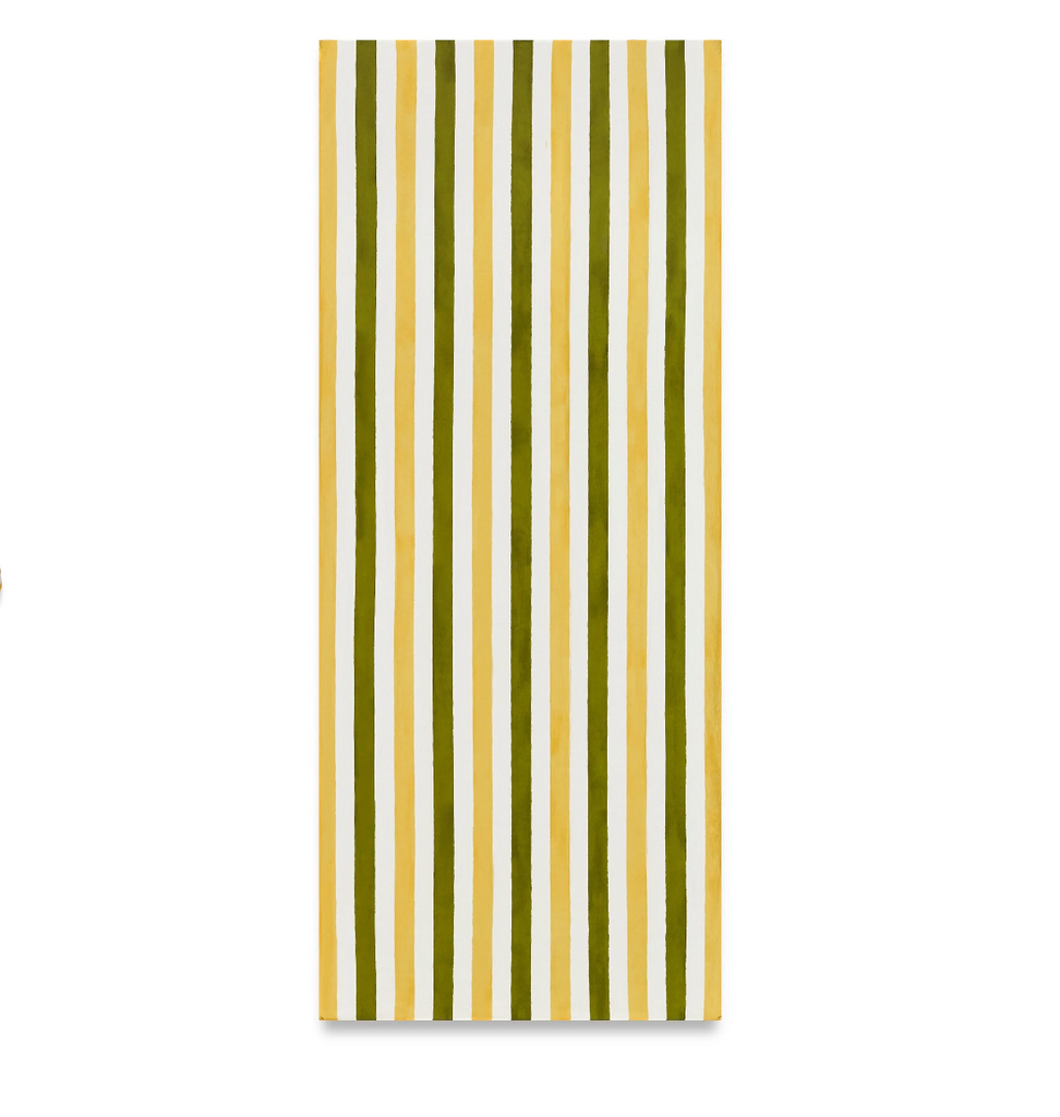 Stripe Linen in  Lemon Yellow & Avocado Green Tablecloth by Summerill & Bishop