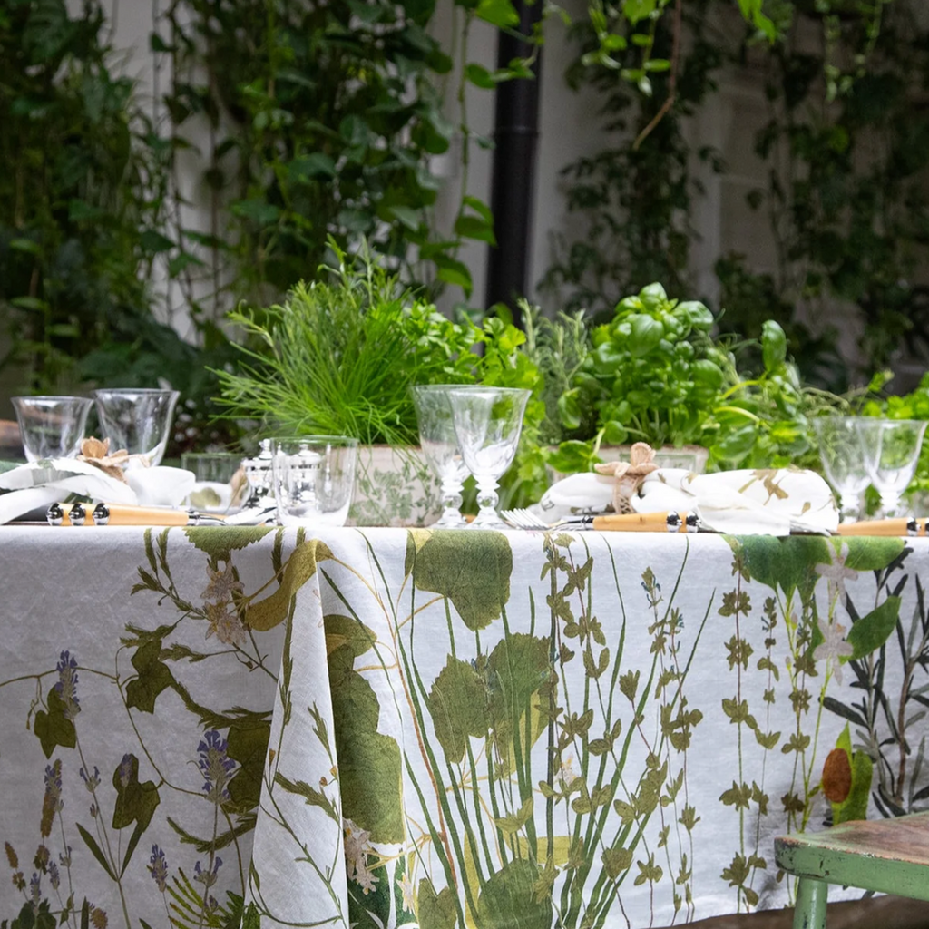 Herb Garden Linen Tablecloth Tablecloth by Summerill & Bishop