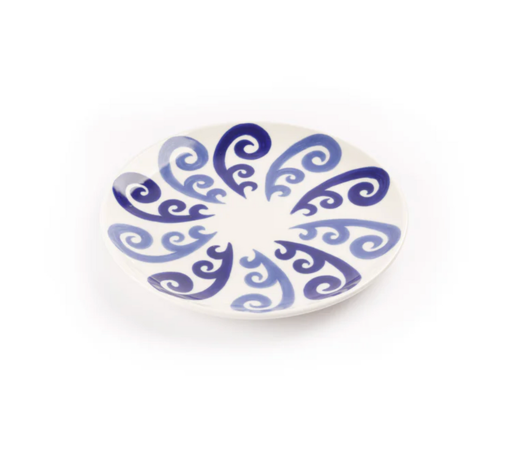 Athenee Two Tone Blue Peacock Dessert Plate by Themis Z.