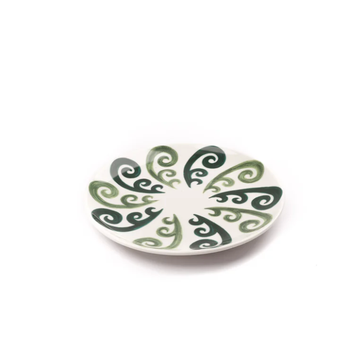 Athenee Two Tone Green Peacock Dessert Plate by Themis Z.