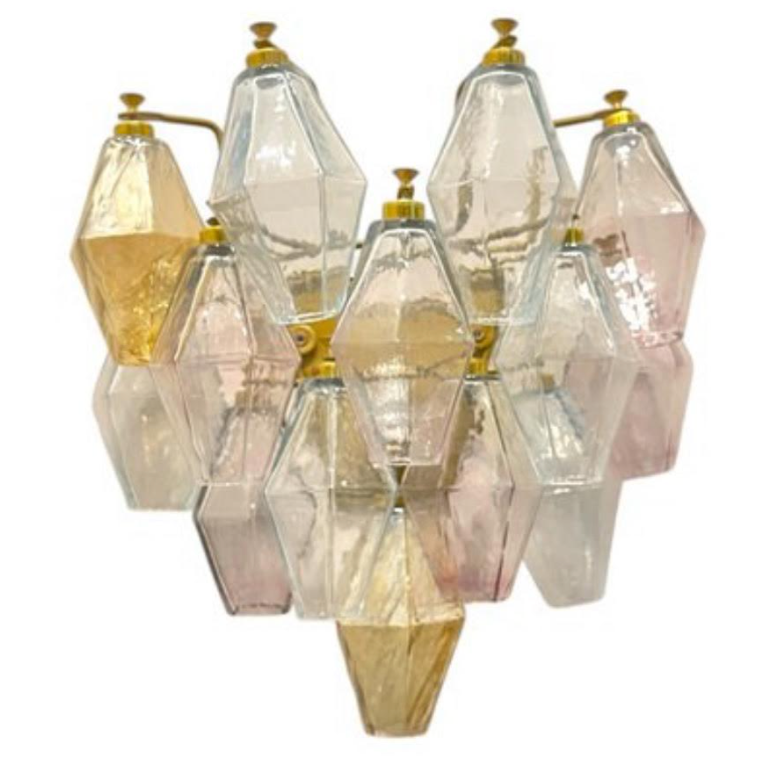 Amethyst, Gold, Clear and Blue Polyhedron Sconces