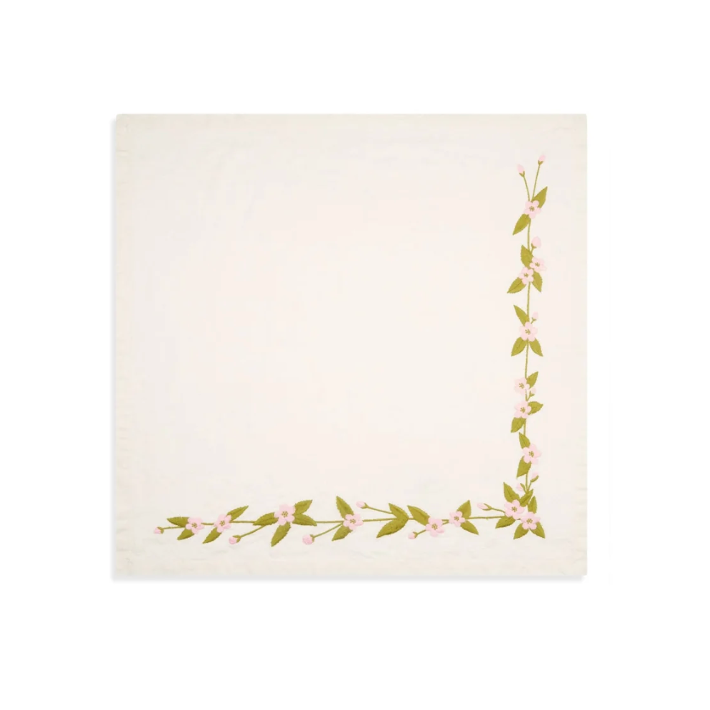 Embroidered Cherry Blossom Linen Napkin by Summerill & Bishop