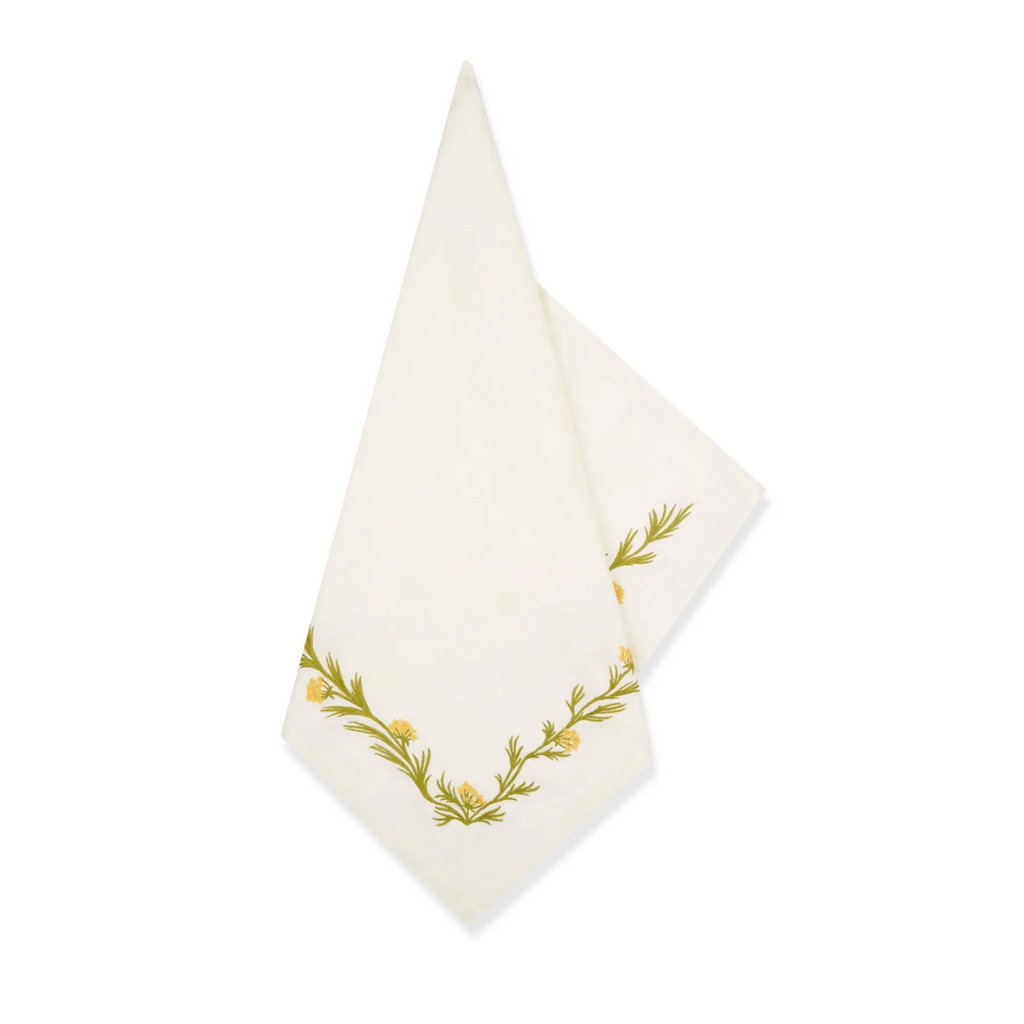 Embroidered Fennel Flower Linen Napkin by Summerill & Bishop