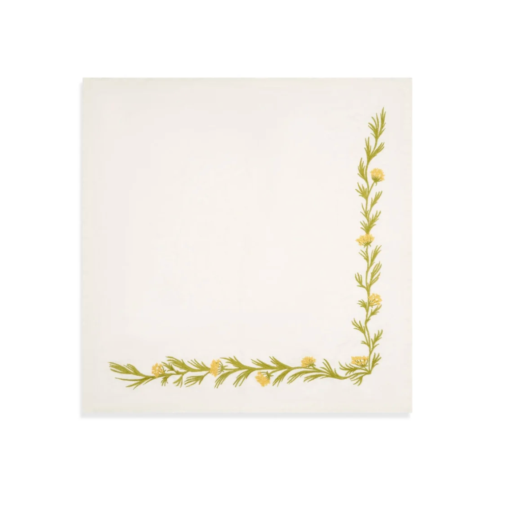 Embroidered Fennel Flower Linen Napkin by Summerill & Bishop