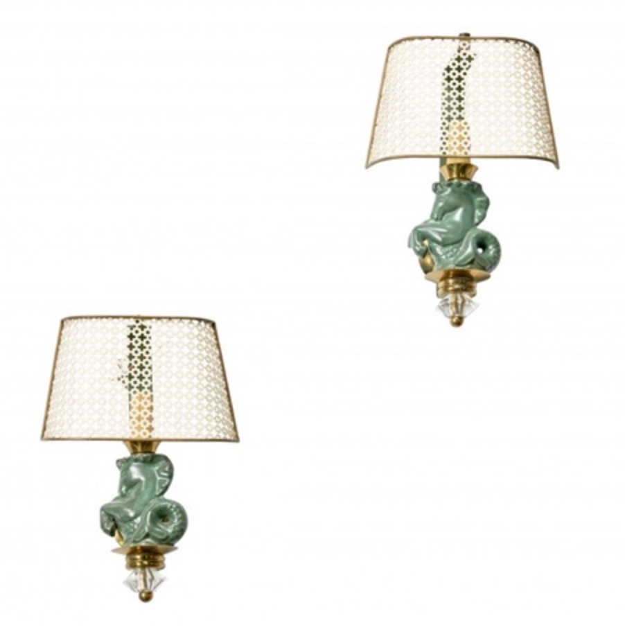 French mid century Asselbur George Jouve Sconces