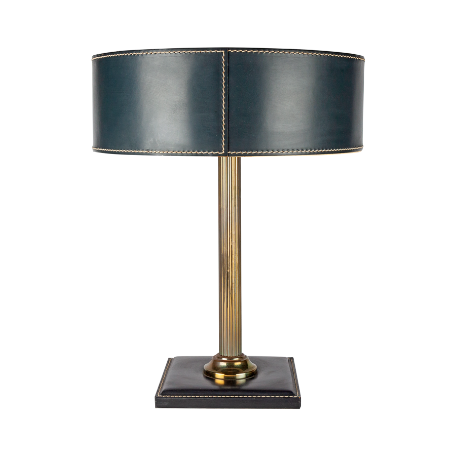 Jacqes Adnet Black Leather Desk Lamp