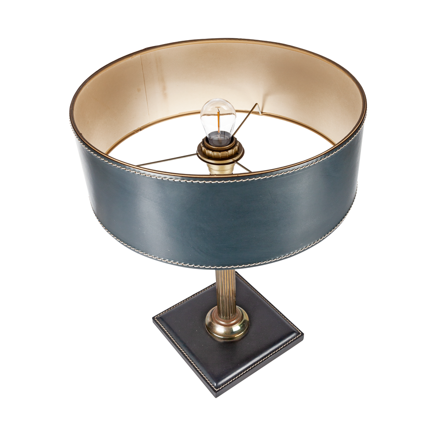 Jacqes Adnet Black Leather Desk Lamp