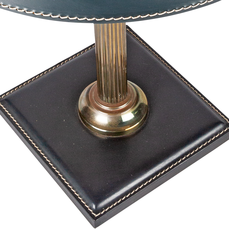 Jacqes Adnet Black Leather Desk Lamp