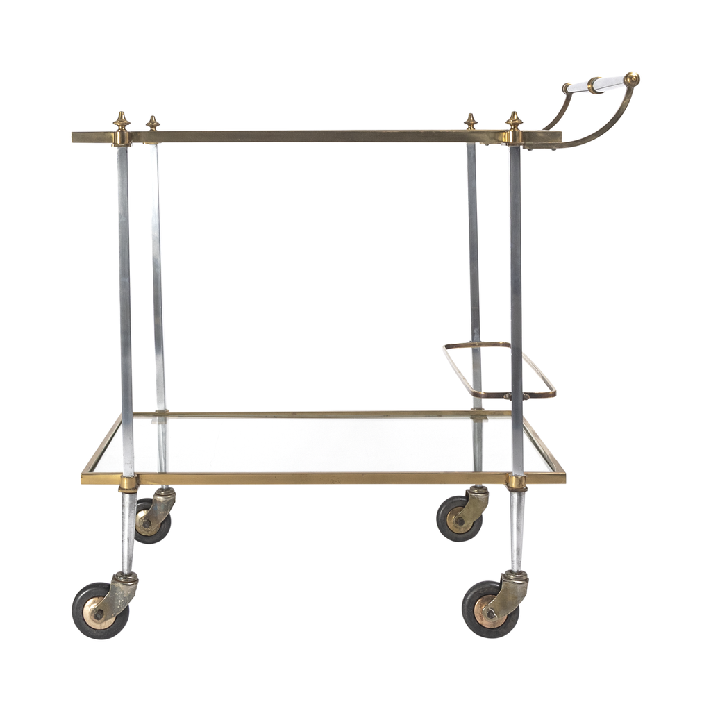 French Mixed Metal Bar Cart - 1960s - 1970s