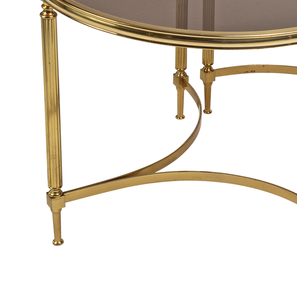 Brass Tables with Smoked Glass - Set of 3