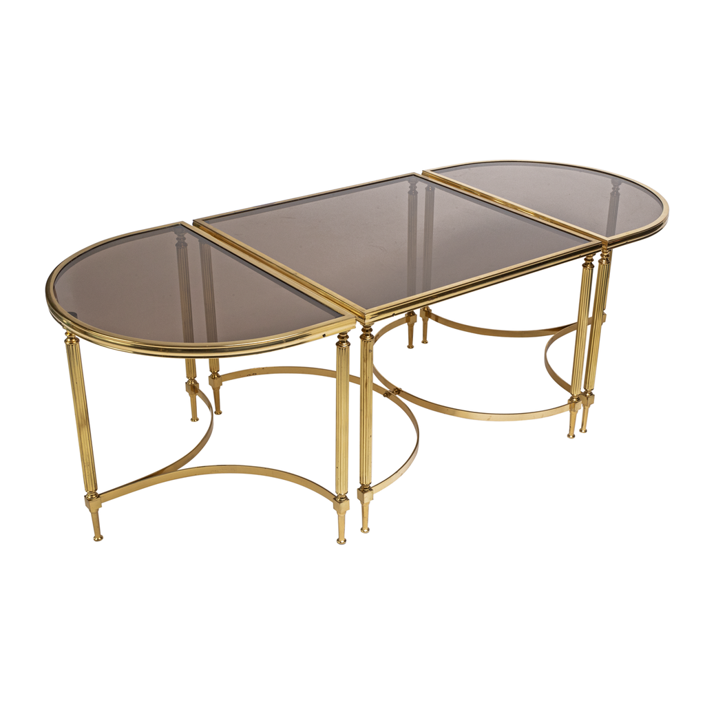 Brass Tables with Smoked Glass - Set of 3