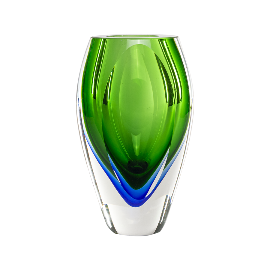 Flavio Poli Murano Green and Blue Vase