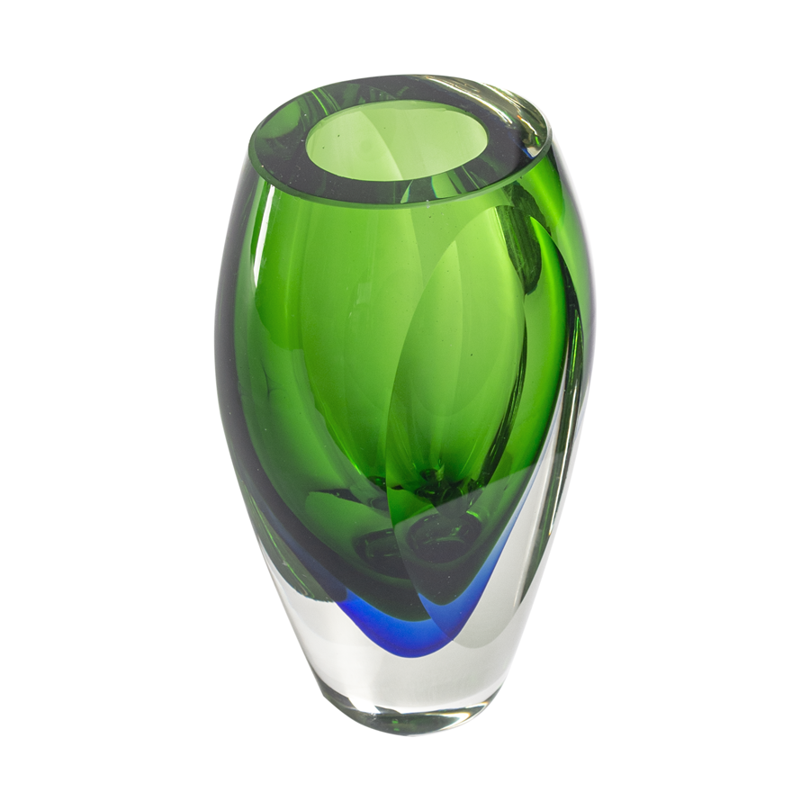 Flavio Poli Murano Green and Blue Vase