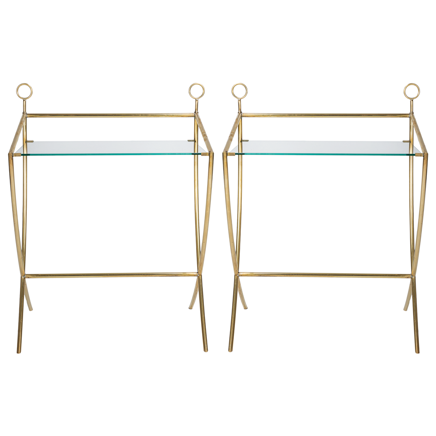 Pair of Brass and Glass Side Tables