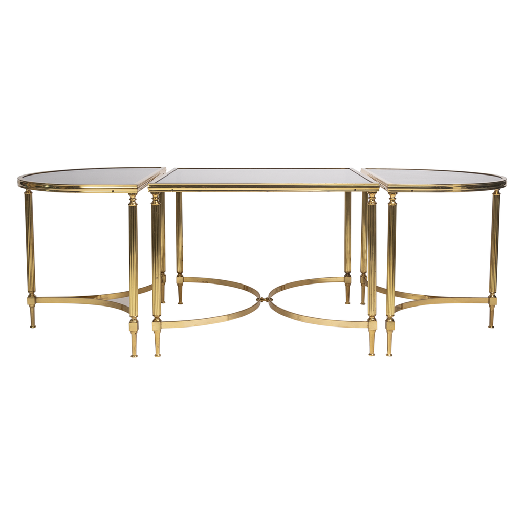 Brass Tables with Smoked Glass - Set of 3