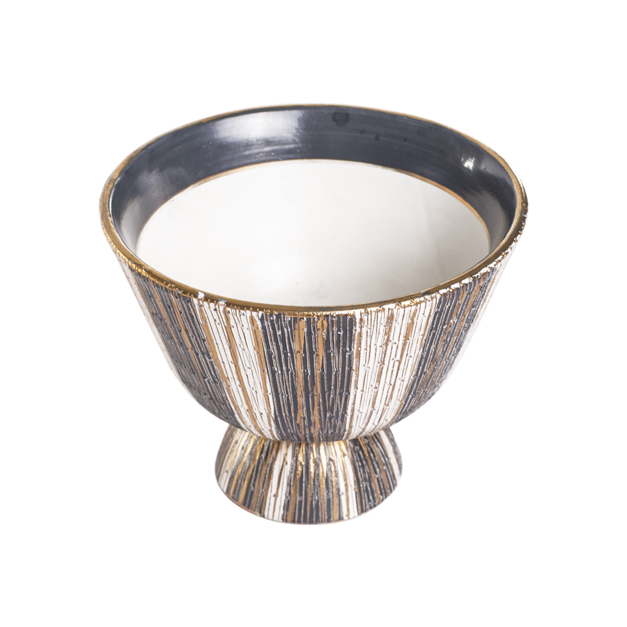 Aldo Londi Bitossi Gold, Black and Cream Seta Cachepot