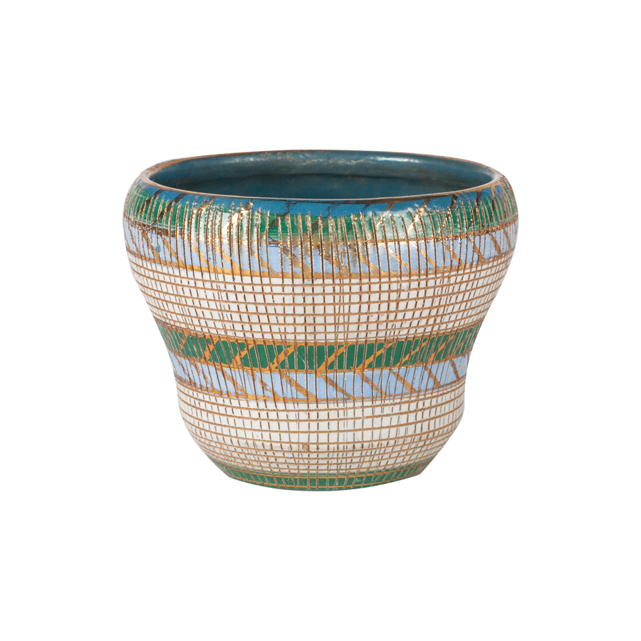 Bitossi White, Blue, Green, and Gold Bowl
