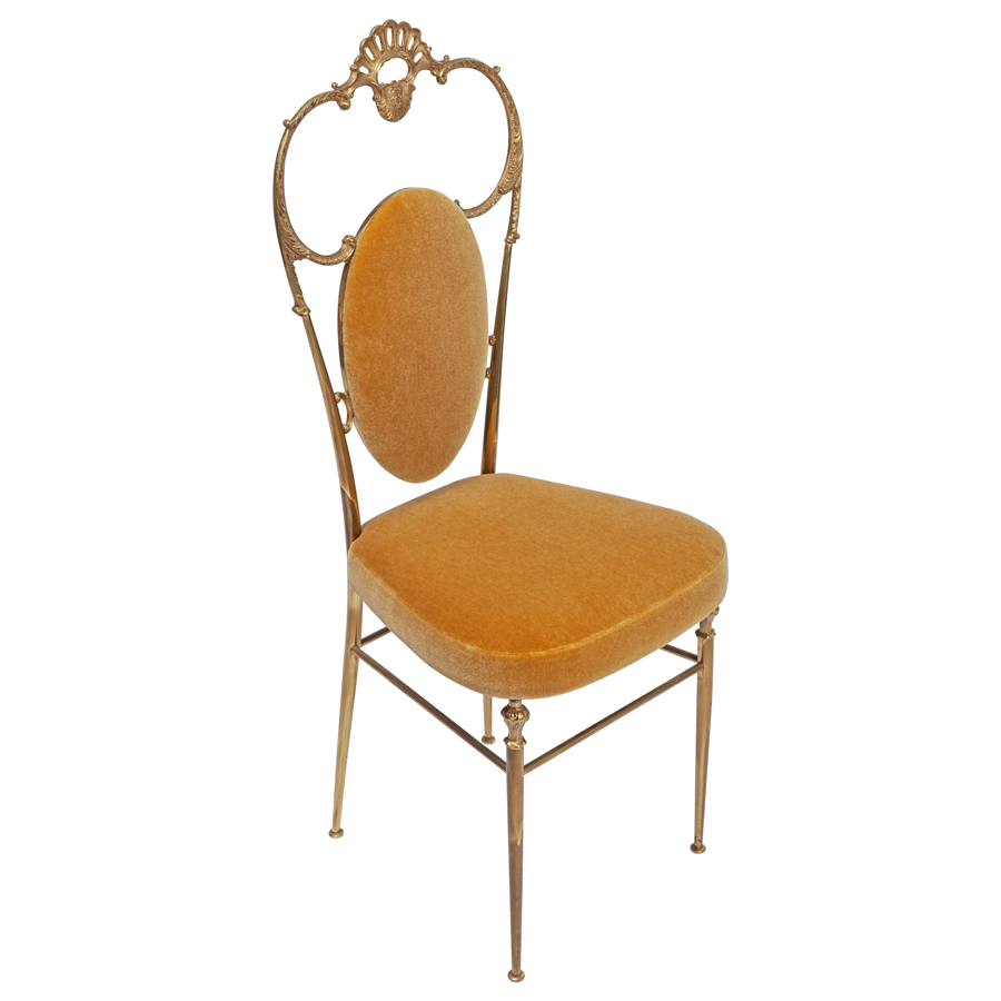 Chiavari Chair with Gold Mohair Upholstery