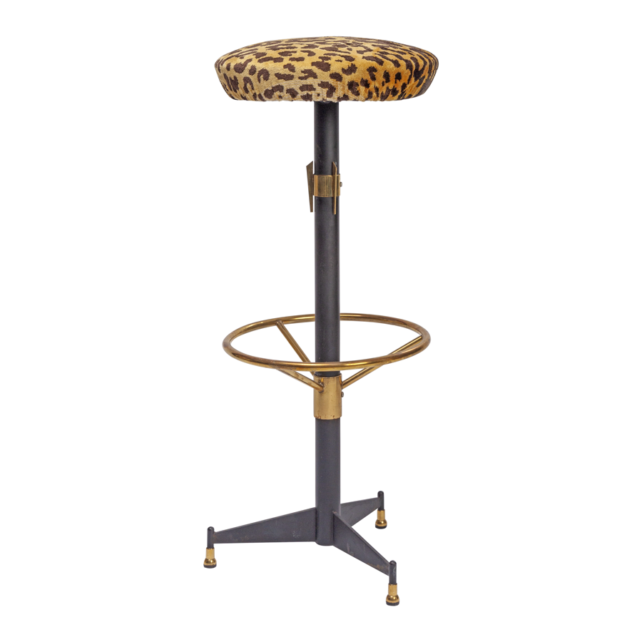 Leopard Mid-Century Brass Bar Stool - set of 2